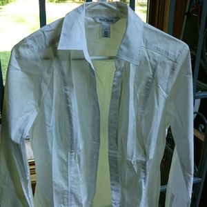 WHBM White Button Down Open Neck 6